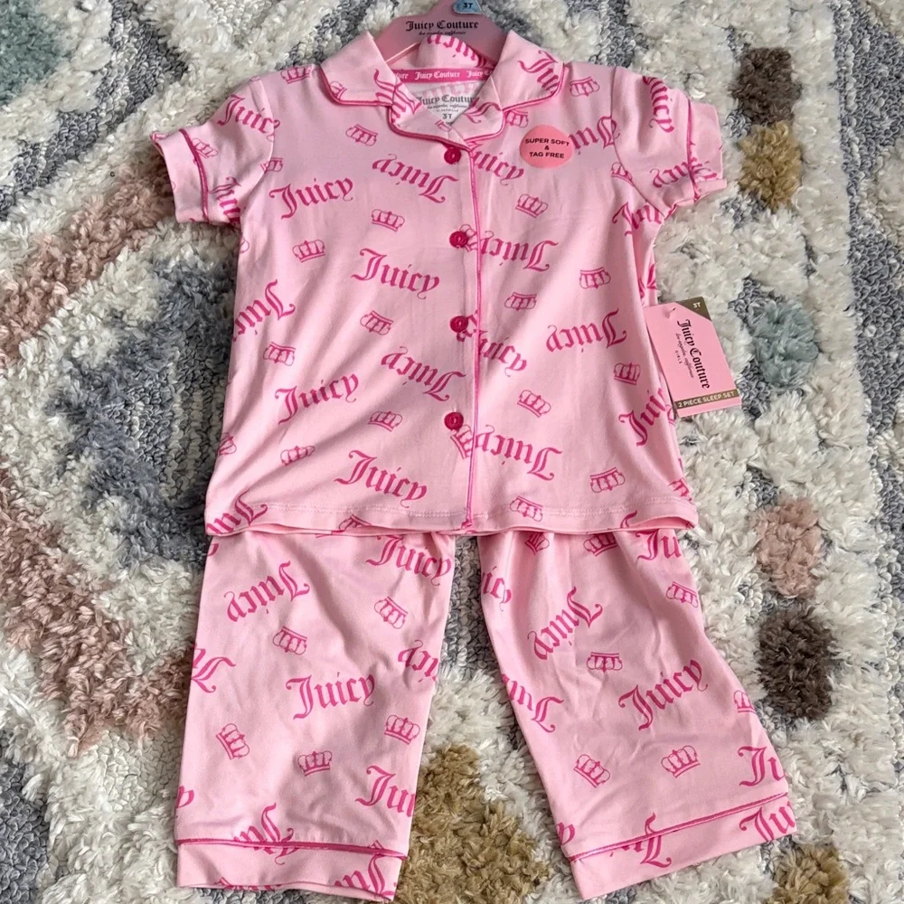 Juicy Couture Pink Crown Print Kids Pajama Set